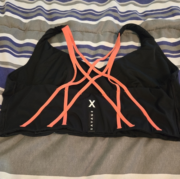 Savage X Black and Orange Women's Sports Bra - Picture 2 of 2